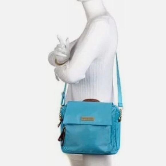 Samantha Brown Crossbody Travel Bag‎ – Rose Gold Accents, Mauve, Faux Croc Trim - Picture 14 of 15